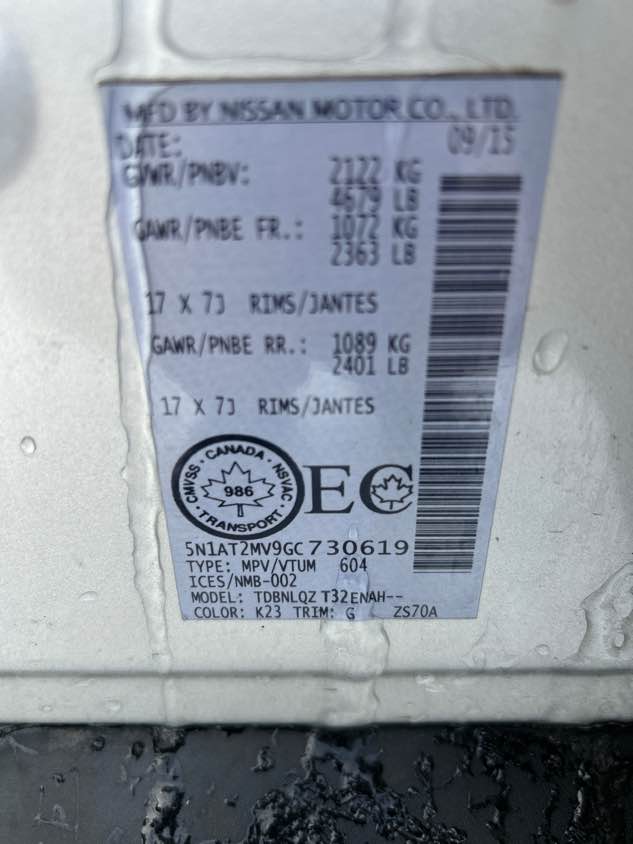 NISSAN ROGUE 2016 - 9