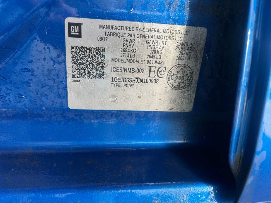 CHEVROLET SONIC 2018 - 7