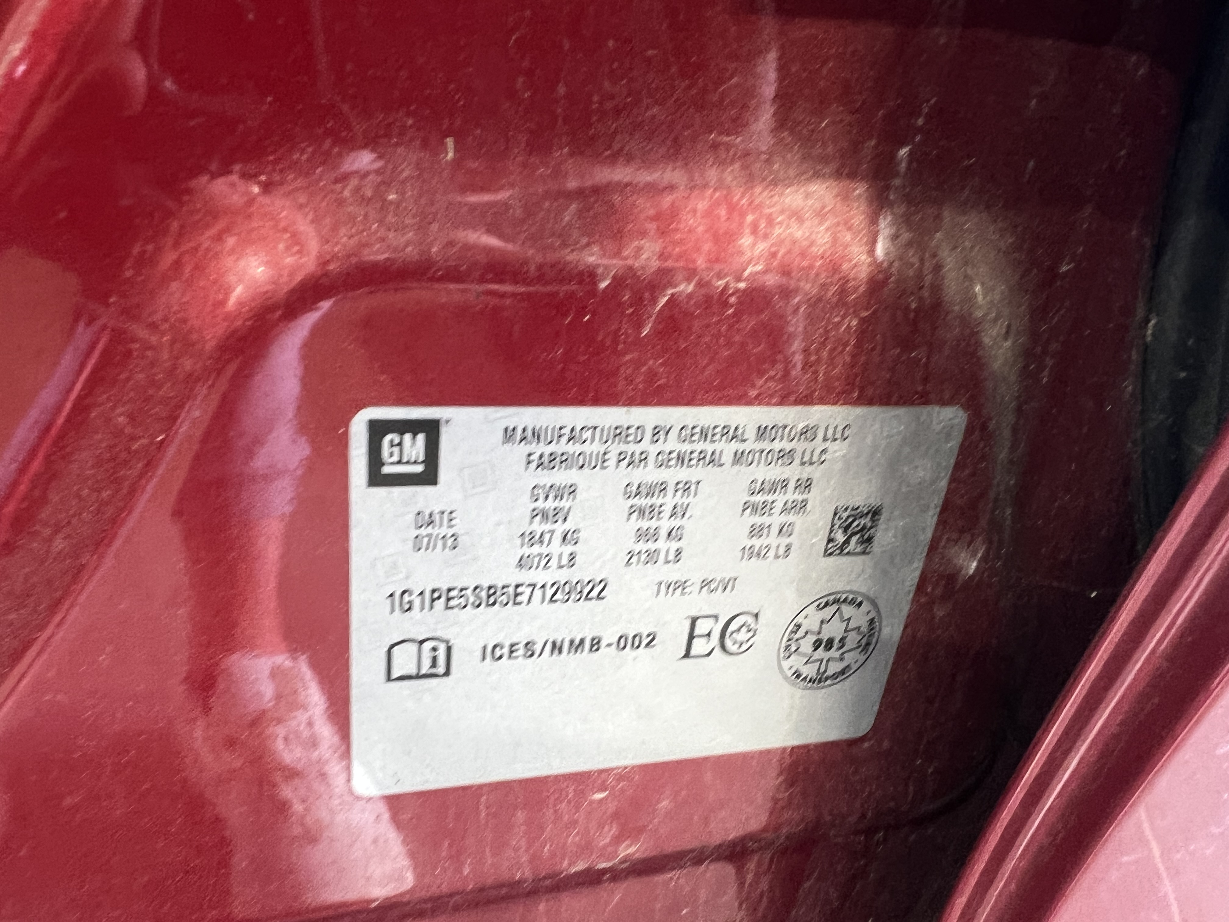 CHEVROLET CRUZE 2014 - 8