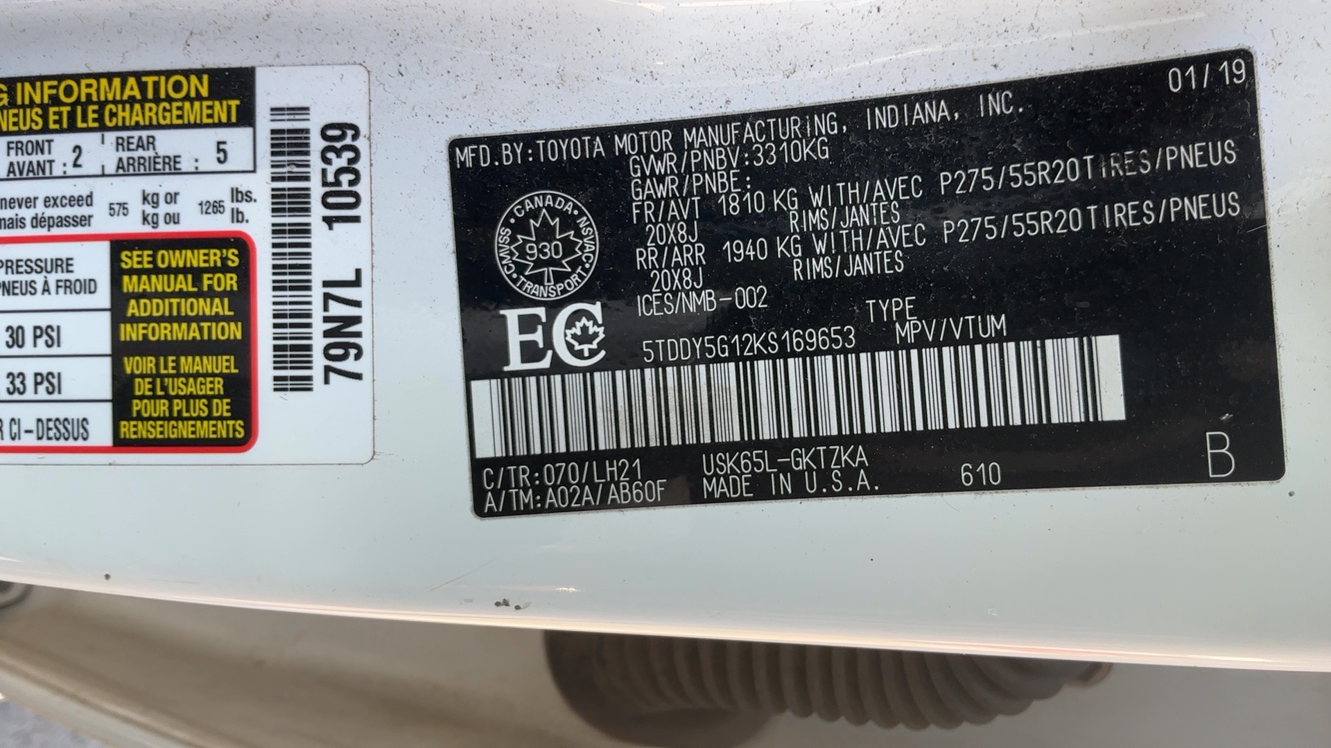 2019 Toyota Sequoia Platine