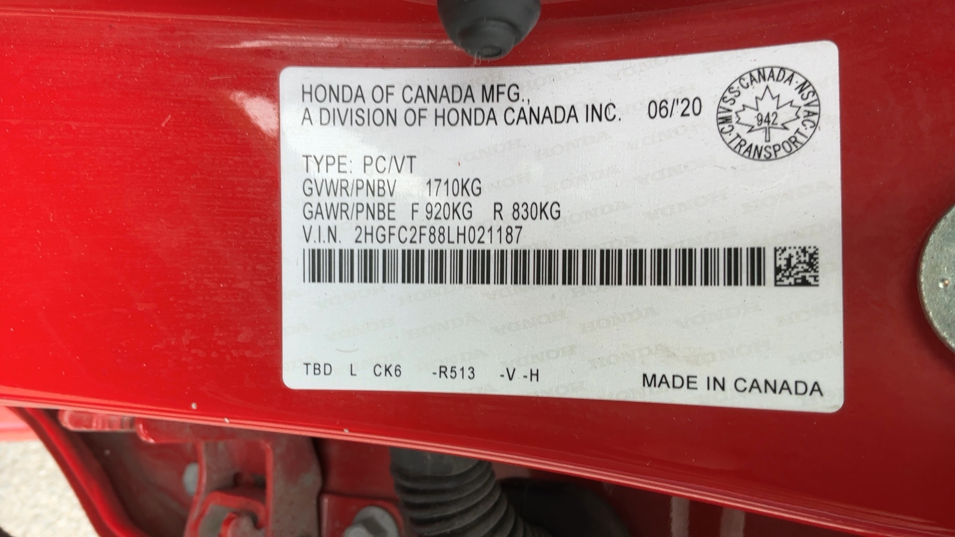 2020 Honda Civic Sedan Sport