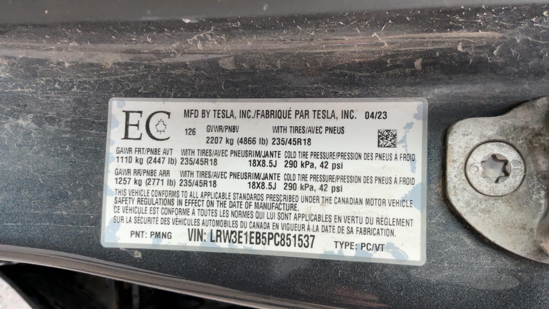 2023 Tesla Model 3 Longue autonomie