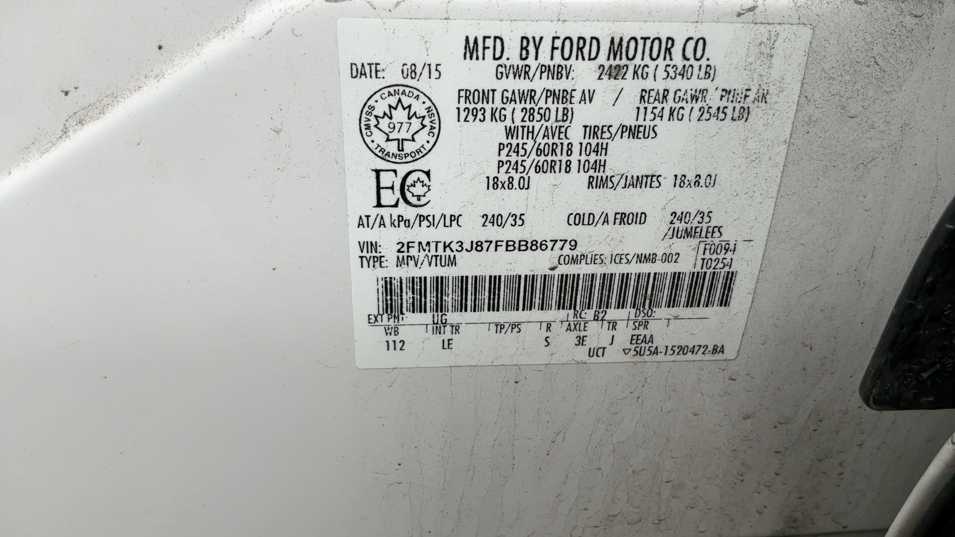 FORD EDGE 2015 - 7